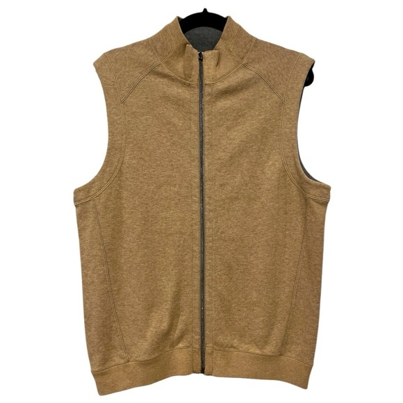 NWOT Tommy Bahama Reversible Cotton Knit Micro Ribbed Stand Collar Zip-Up Vest S - Picture 1 of 11